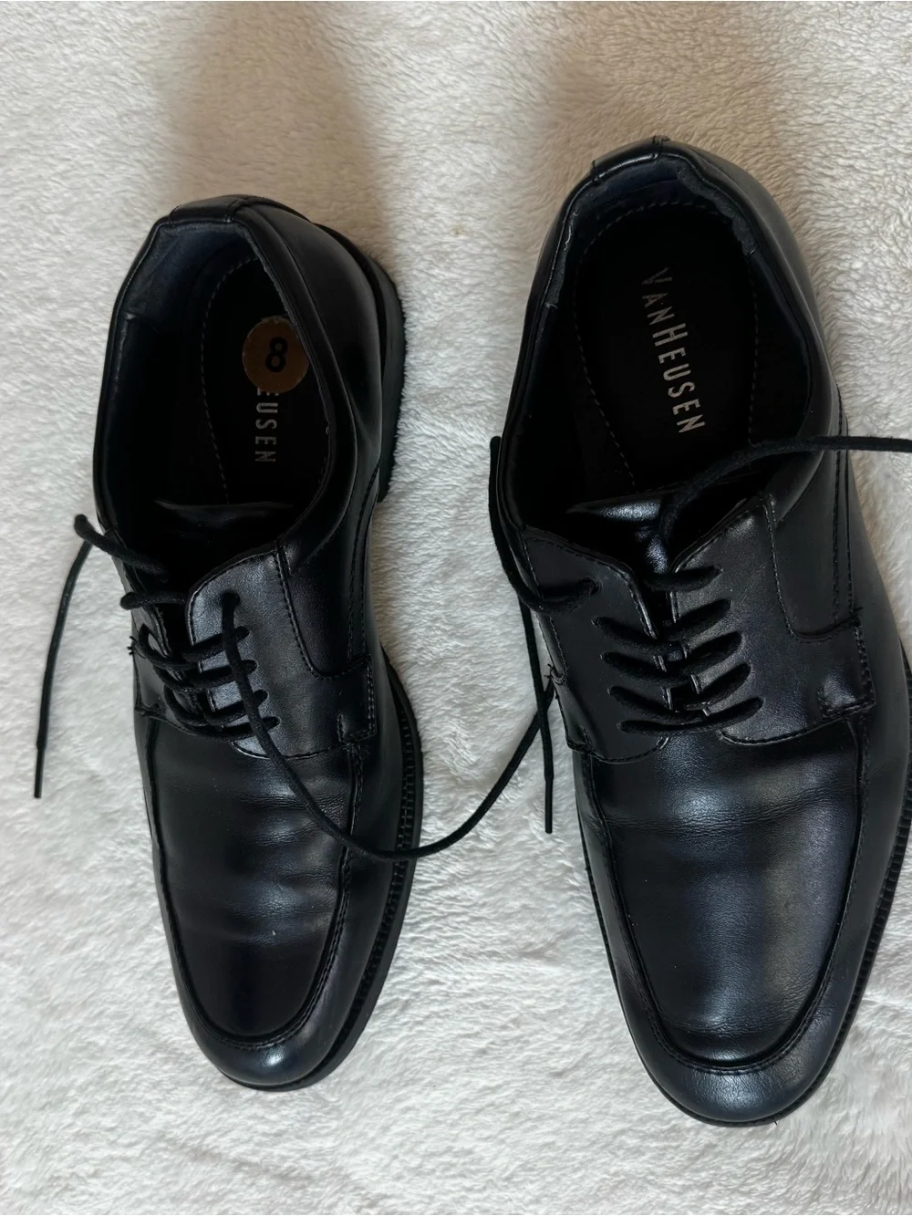 Van Heusen Black Lace-Up Leather Derby Shoes